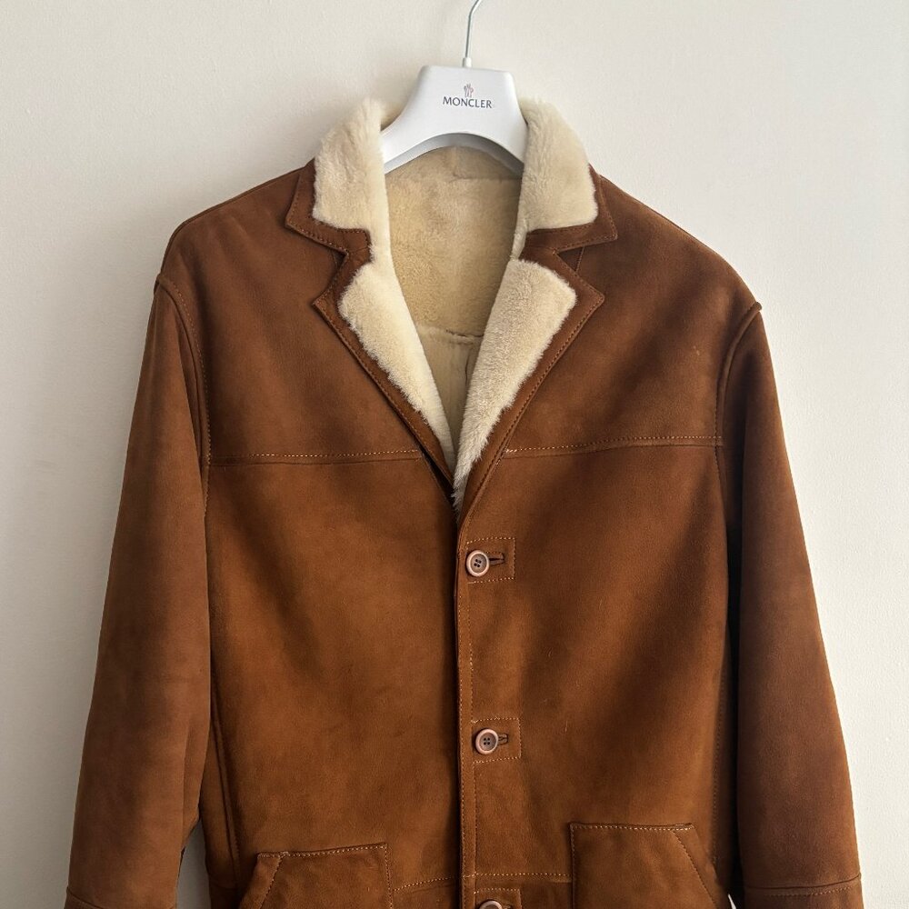 $2400 Danier Brown Shearling Button-up Jacket/ Coat - 40/ Medium-Large